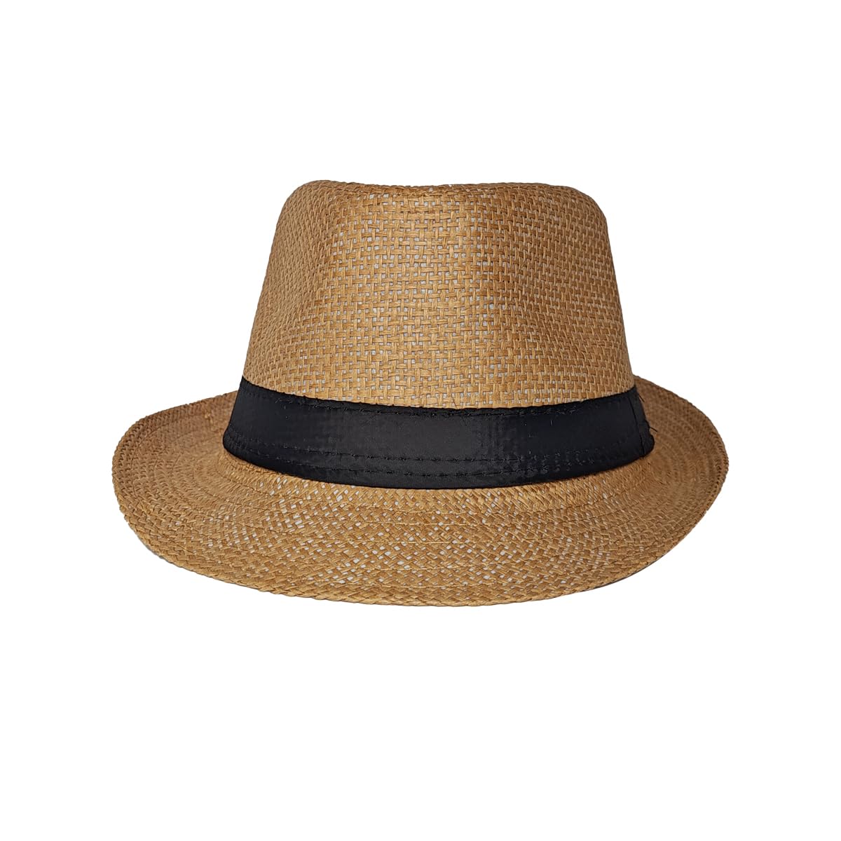 Panchitalk Straw Fedora Hat Wide Brim Summer Beach Sun Cap Panama Hat for Men Women (Adult 58cm, Camel)