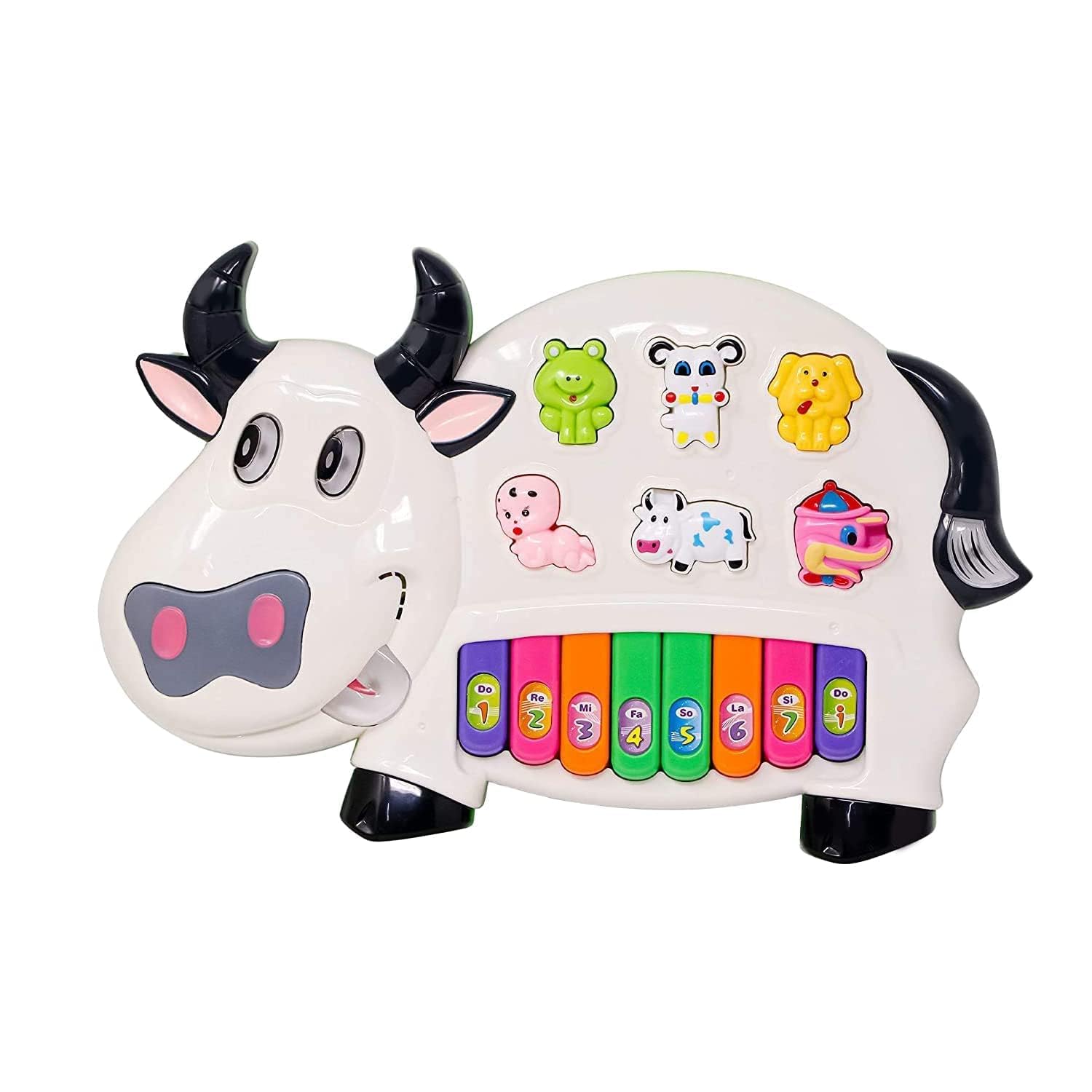 Kidoyz Cow Piano Musical Toy for Kids | Interactive Learning Keyboard with Flashing Lights & 6 Animal Sounds | Educational Fun Playset for Toddlers, Boys & Girls | Birthday Gift Toy