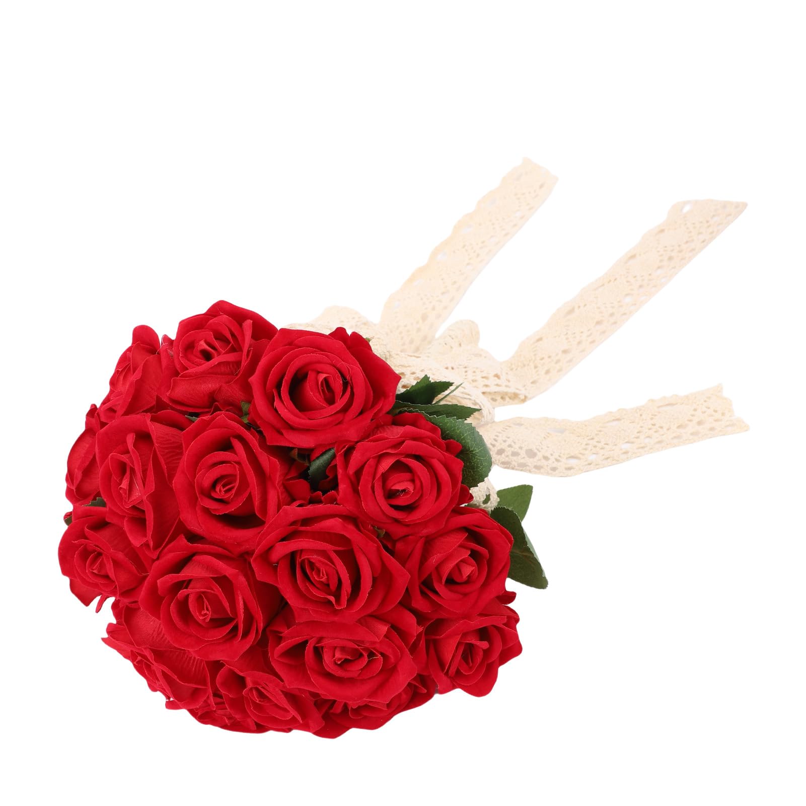 Bouquet da sposa artificiale Rose di seta realistiche a prova di sbiadimento (Rossa)