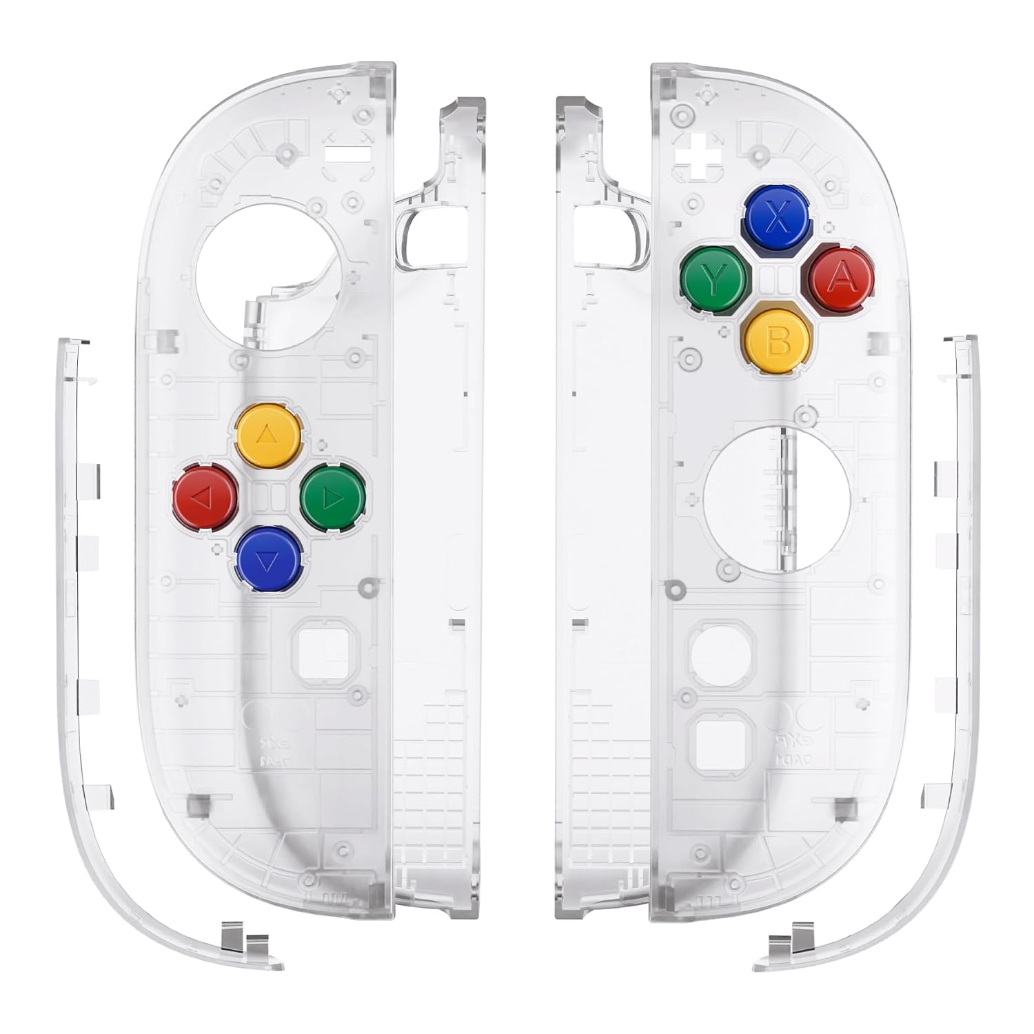 eXtremeRate DIY Replacement Shell Buttons for Joycon 2, Custom Housing Faceplate Case + Decorative Strips + ABXY Direction Keys + Tools for Nintendo Switch 2 Controller - Essence Version - Clear