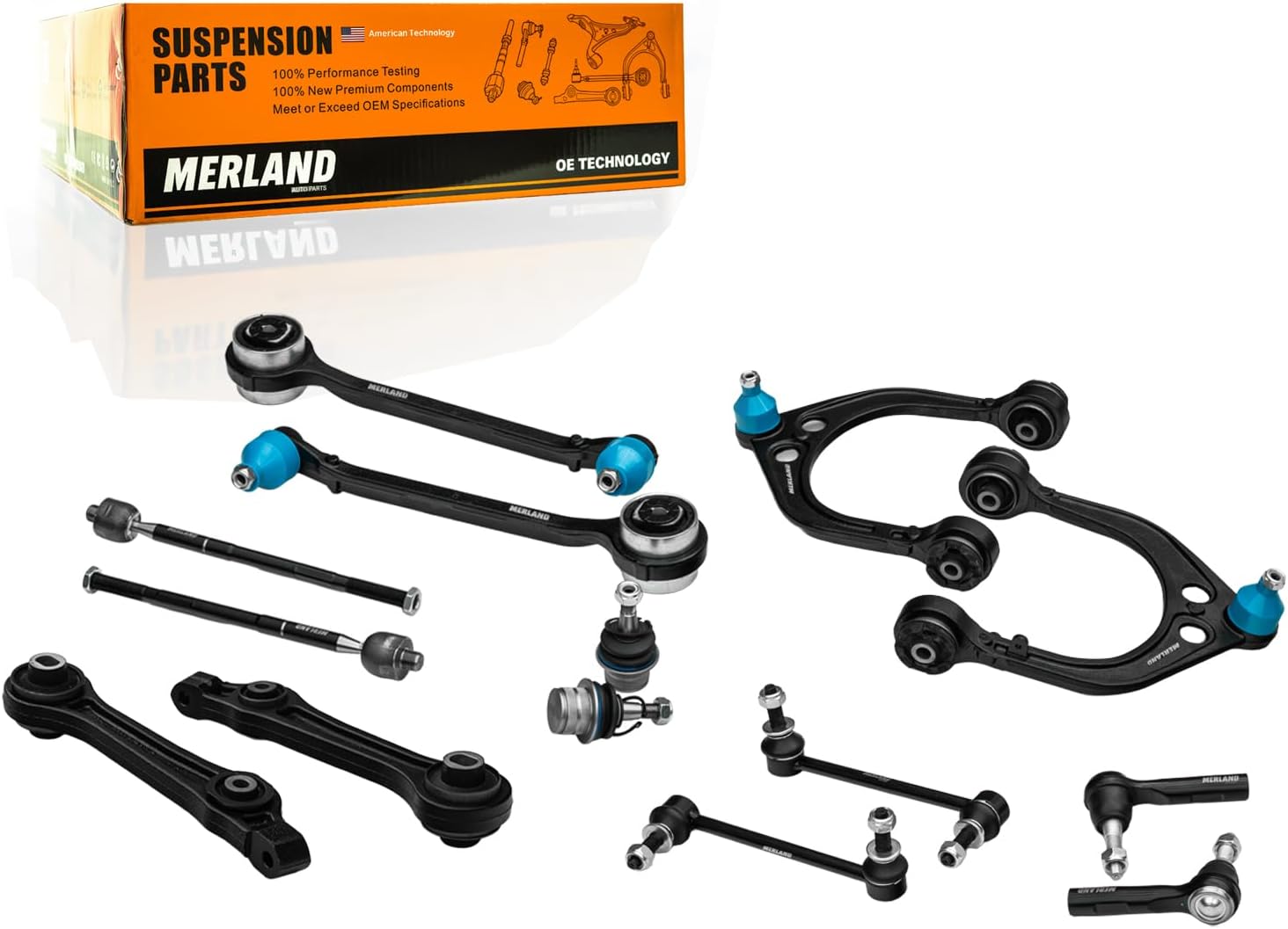 Full Front Suspension Control Arm Kit (14-Piece Set) by Merland – Fits Charger, Challenger, and 300C Models (2005-2023) (Charger/Challenger/300C 2005-2010)