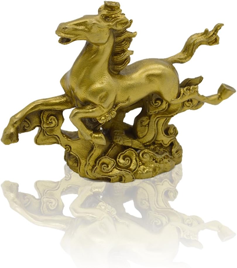 Chinese Handmade Brass Running Horse Business Booming Statue Desk Decor Collection Gift