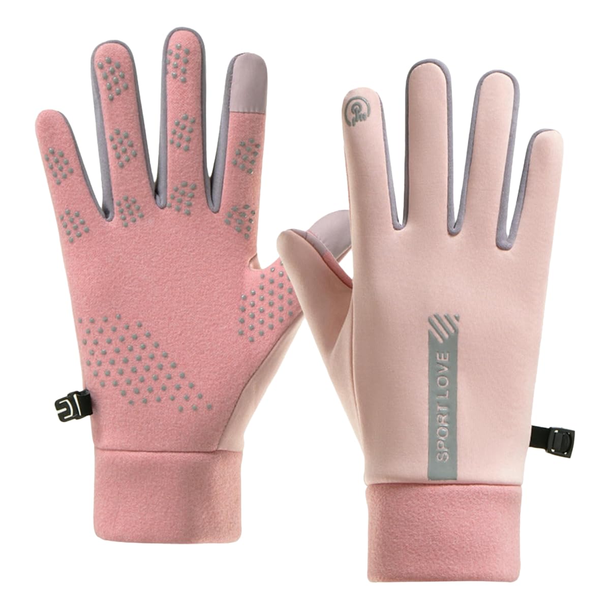 Guantes de Ciclismo de Invierno Impermeables para Correr con Pantalla táctil para Hombre y Mujer (Rosa a A)