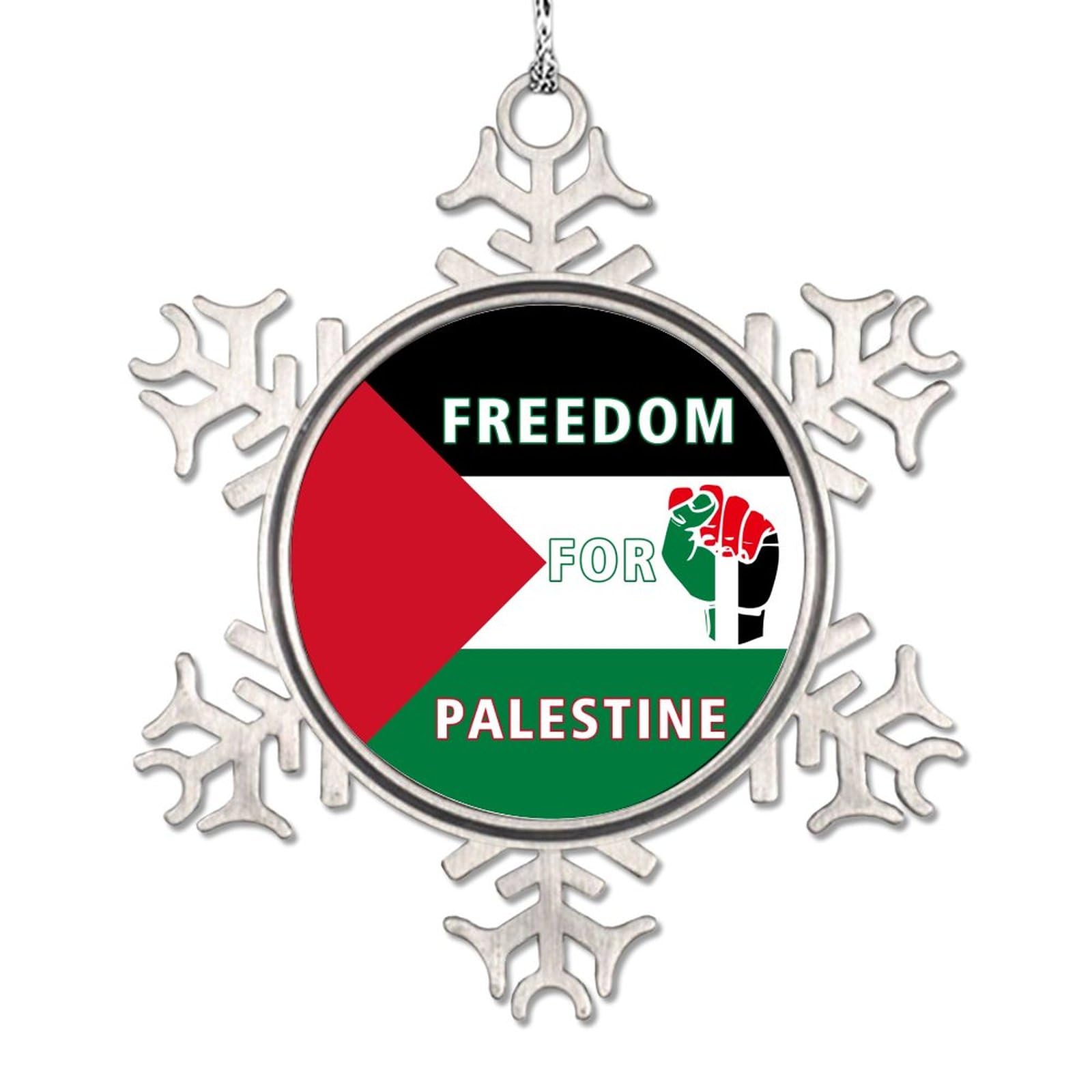 Ornement Noël Palestine métal noble flocon de neige de prestige