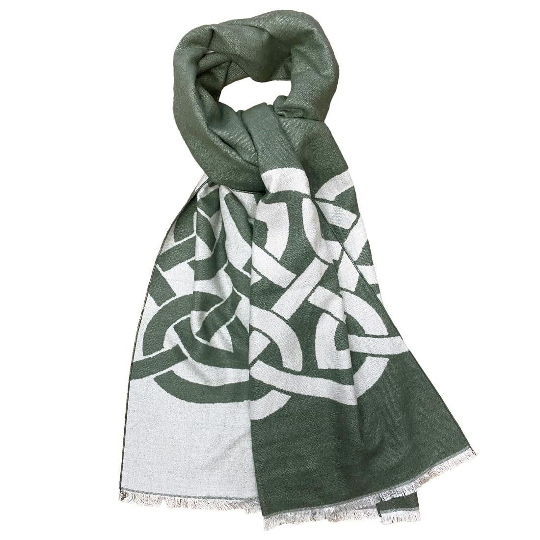 Traditional Craft Limited Book Of Kells Reversible Scarf Designed By Patrick Francis Ireland (175 x 55 cm) (Green)