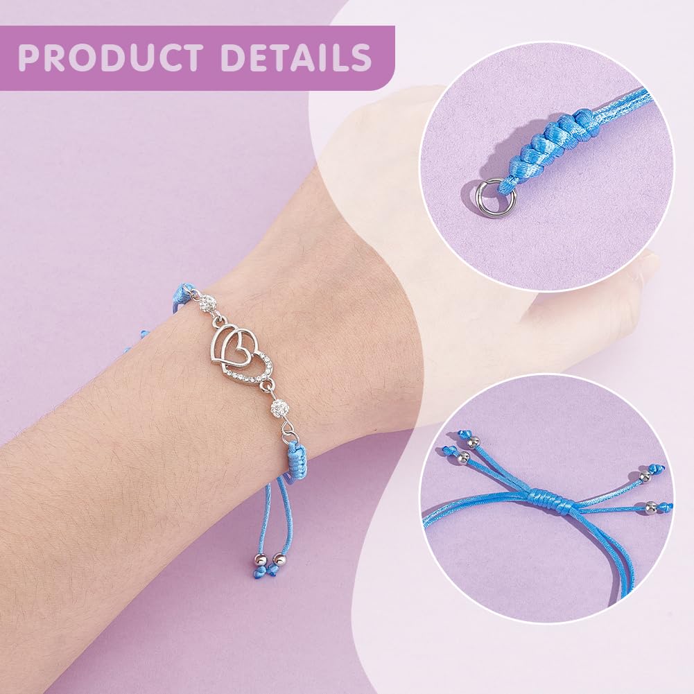 Lot 20 Bracelets En Nylon Torsadé Réglables Avec Accessoires Platine - DIY Bijoux Femme