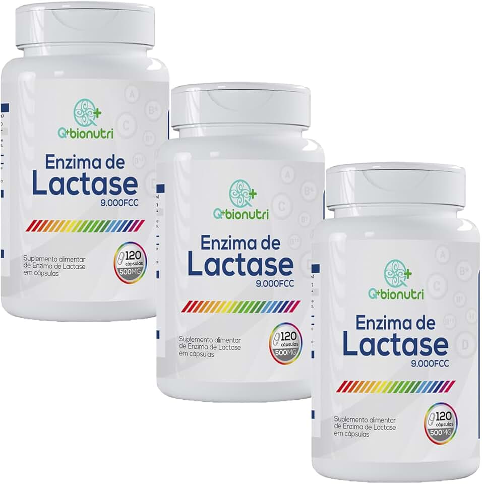 Kit 3x Enzima Lactase 9000 FCC Bionutri – 120 Cápsulas Cada | Alta Concentração | Suplemento para Lactose | Uso Diário
