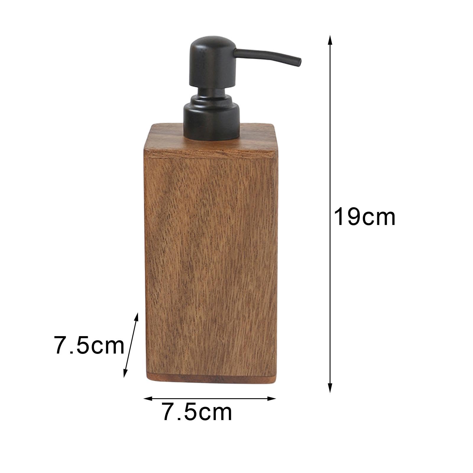 Dispensador de Jabón Botella Refillable Dispensador de Loción Organizador de Jabón de Cocina con Diseño Elegante de Madera de Y Plástico Adecuad, 7.5x7.5x19cm, Individual