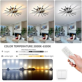 JAYMP 7 Lights Linear Modern Ceiling Lamp 41.3 inch Dimmable