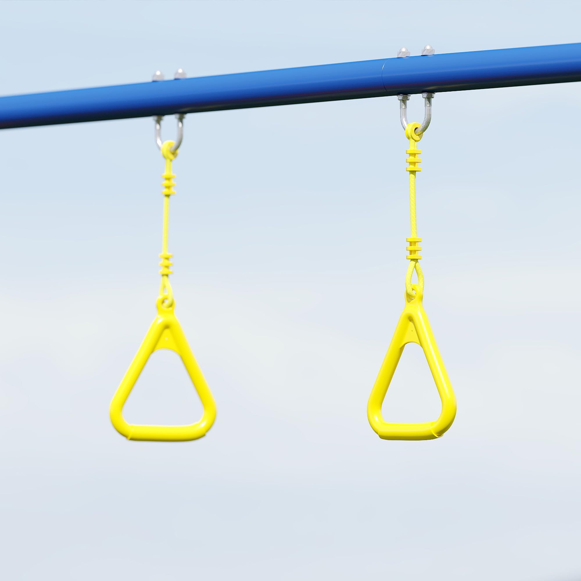 AIYAPLAY Set Altalena da Giardino 3 in 1 per Bambini con Altalena in Piedi, Anelli da Ginnastica, Telaio A in Acciaio, Altalene Doppie per Bambini, Capacità 150kg, Esterno, 3-8 Anni, 285x160x181 cm