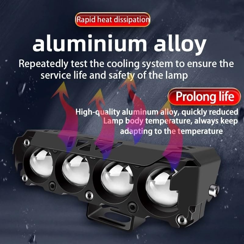 Image of 30W LED Auxiliary Light 4 Lens, Yellow White Beam, 4 Modes Flashing Fog Lamp for Bike & Car
