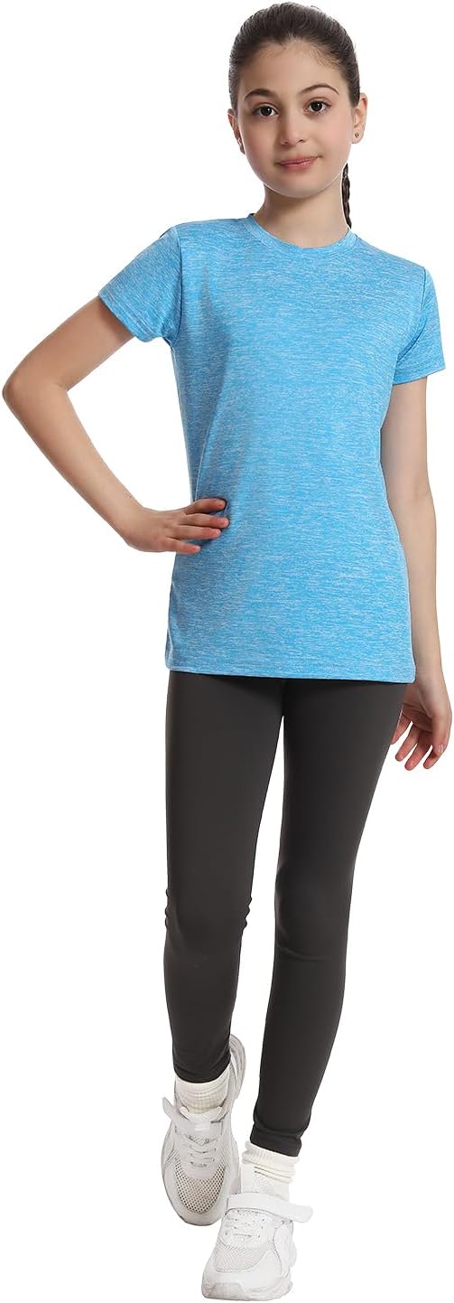 5 Pack Girls Athletic Shirts Short Sleeve Dry Fit Sports T-Shirts Crew Neck Activewear Tees Tops for Kids Teens - Image 6