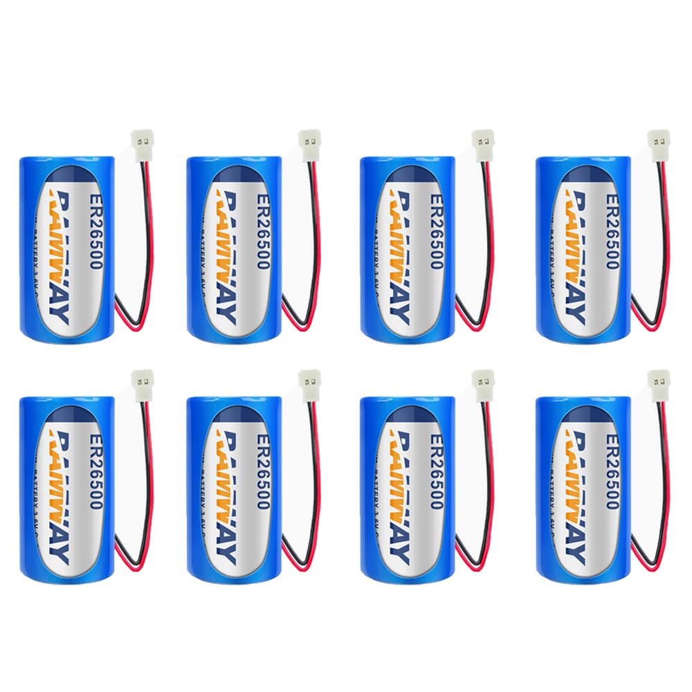 MEELER 8 PCS C Size 3.6V 9000mAh Lithium Battery for ER26500 with 51005 White Plug