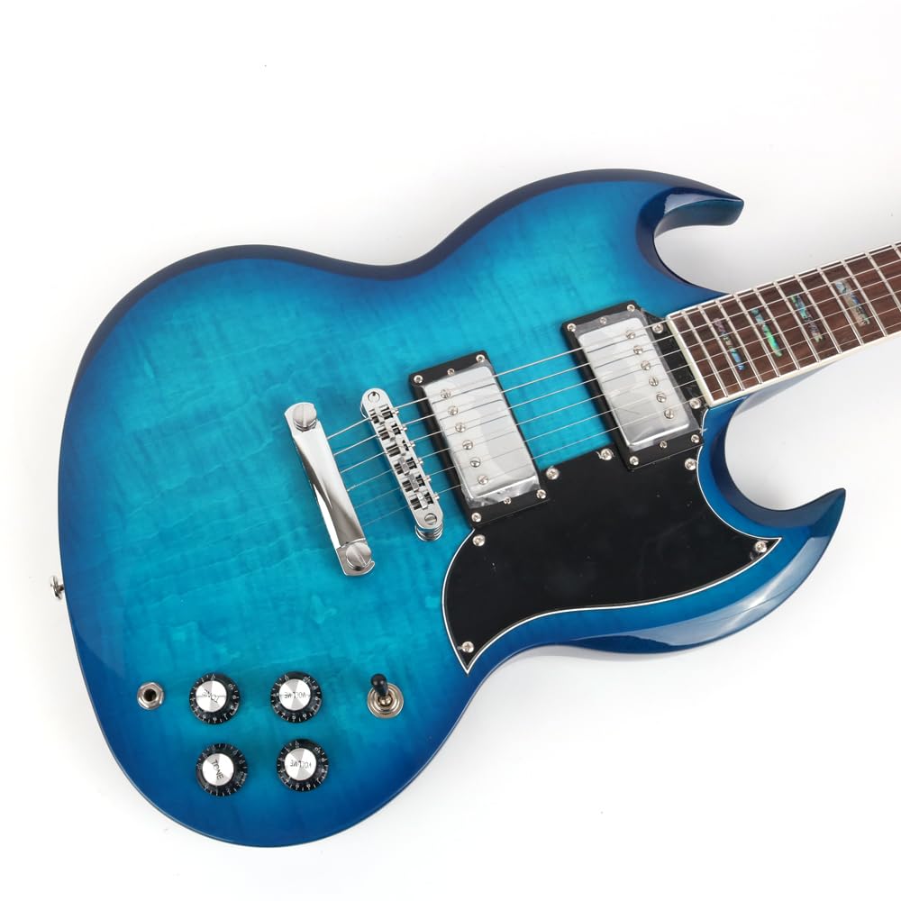 Chitarra Elettrica Solid Body Blue Paisley ST SSS Pickups - Manico In Acero - Custom Shop