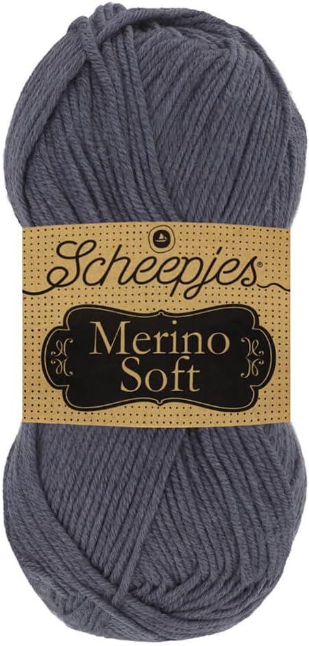 Scheepjes Merino Soft Yarn, 50 g (1.76 oz) Ball, Color 605 Hogarth, Gray with Purple Highlights