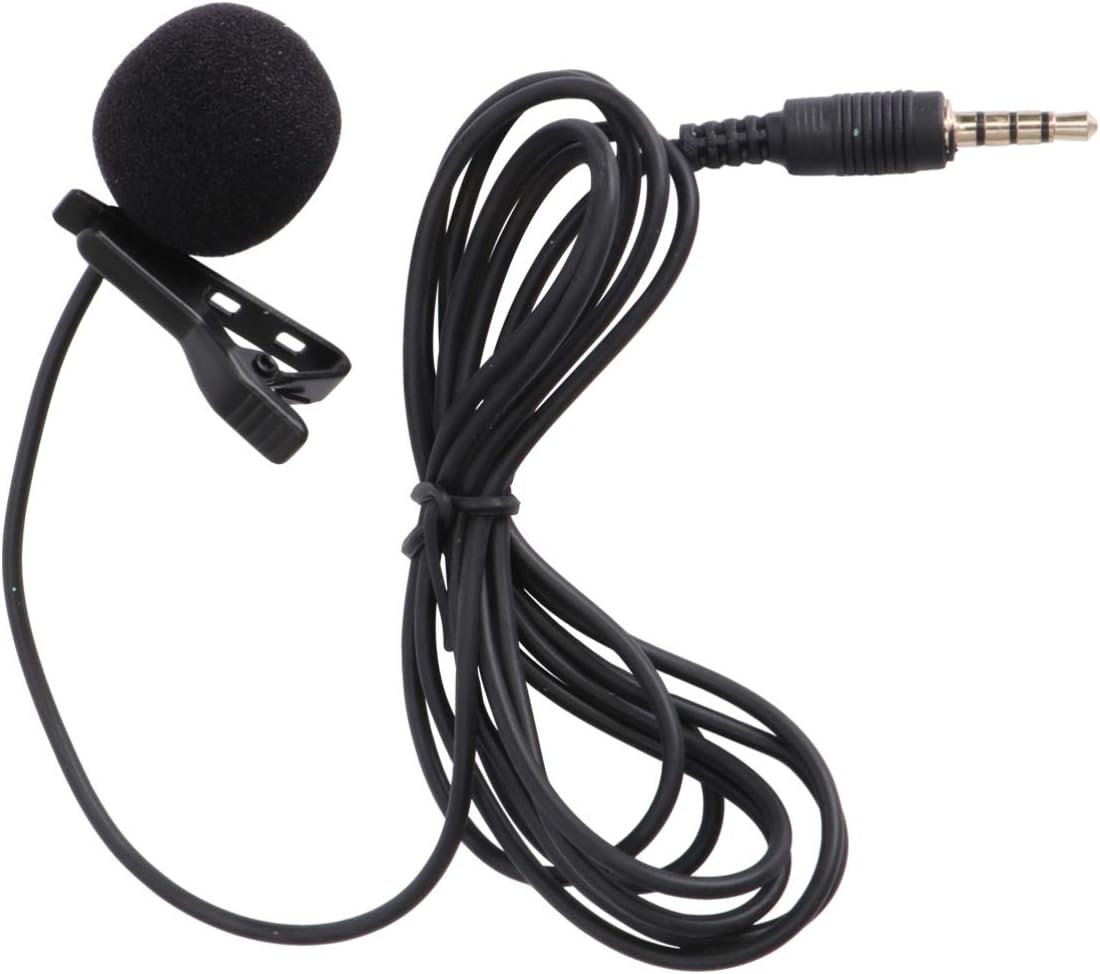 Hemobllo Mini Microphone Portable Clip on Lapel Lavalier Condenser Wired Microphone Mic for Mobile Phone Camera Laptop (Black)