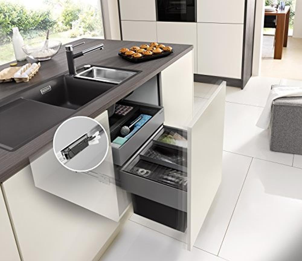 BLANCO SELECT AutoMove | Elektrisches Öffnungssystem für BLANCO SELECT II | Sanfte Öffnungsunterstützung bei allen Auszugsfronten durch Antippen | Passend bei grifflosen Fronten | [55,5x4x9,6 cm]
