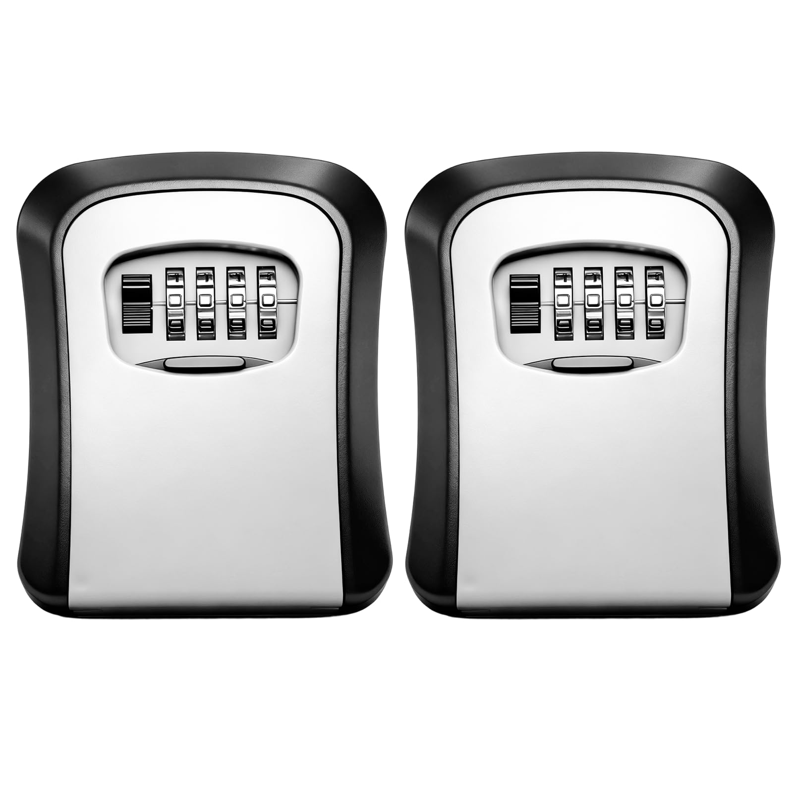 Cassetta Chiavi con Codice, Cassaforte Chiavi da Parete a Combinazione 4 Cifre, Cassetta Chiavi Sicura per Esterno e Interno, Key Box Nero/Grigio (2)