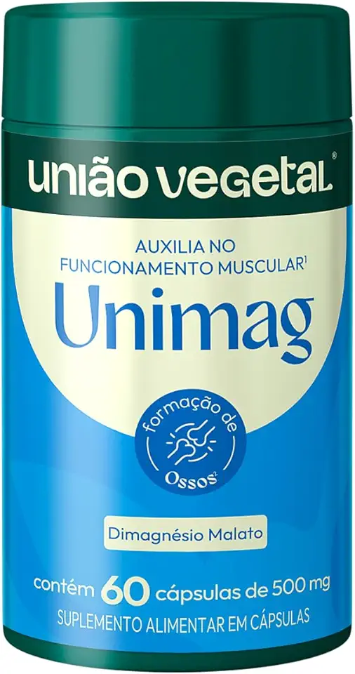 Unimag Magnésio Dimalato 60 Cápsulas de 350 mg puro alta absorção Dimalato de Magnésio