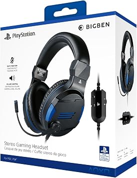 Bigben Interactive PS4OFHEADSETV3 Binaural Headphones Black, Blue - Headphones Game/PC/Game Console, Binaural, Headband, Black, Blue, Wire, 220m