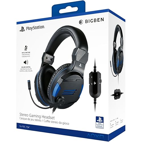 Nacon BigBen V3 Stereo Gaming Headset Officially Licensed for PlayStation PS4, PS5 - Black