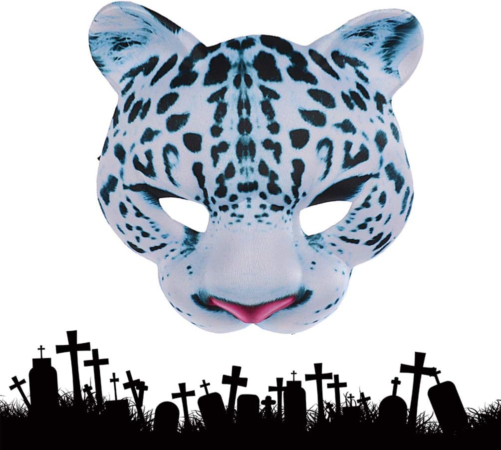 Abaodam Halloween Leopard Half Face Masquerade Masks Animal for Halloween Carnival Party Dress Up Costume Props