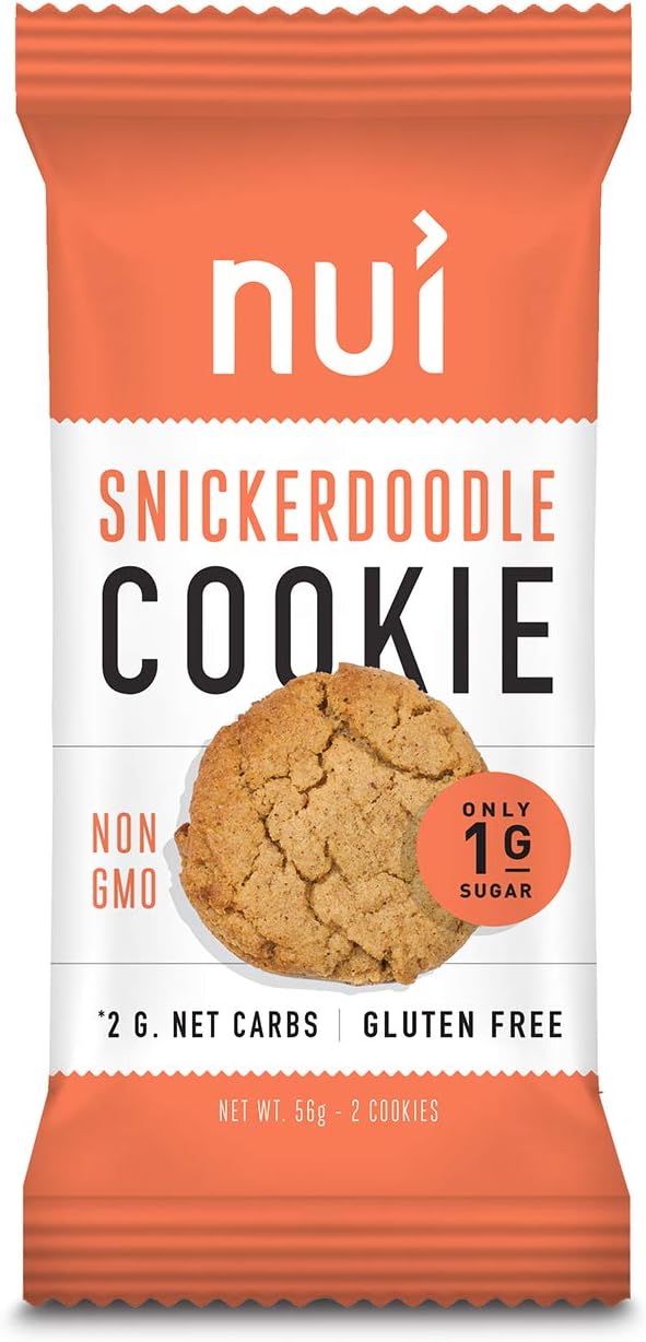 Keto Cookies, Low Carb Snacks: Snickerdoodle Cookies by Nui - 1g Net Carbs, 8 Pack (16 cookies)