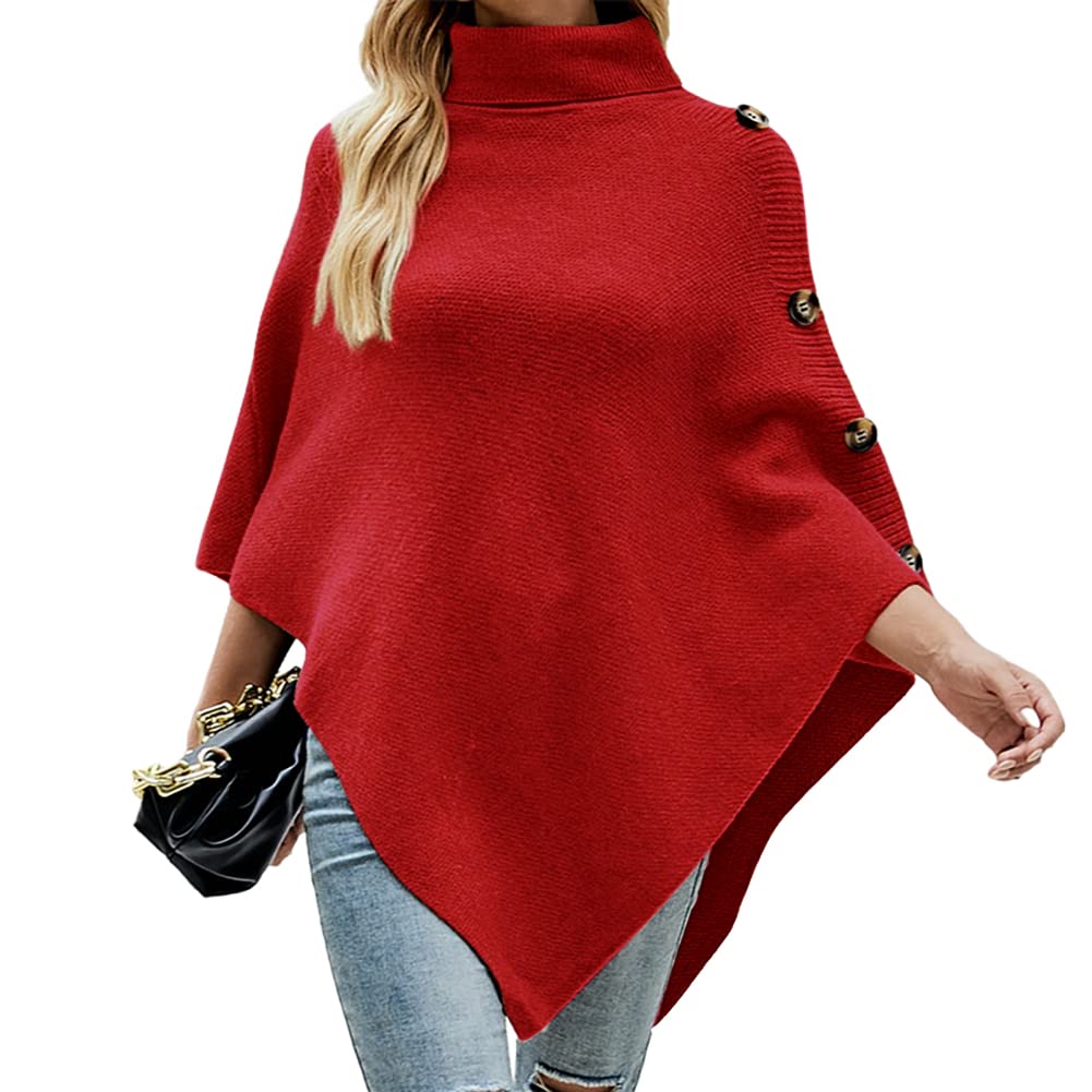 ODIZLI Women Turtleneck Knit Sweater 3 4 Sleeve Asymmetric Hem Oversized Fall Winter Sweaters Casual Pullover Jumper