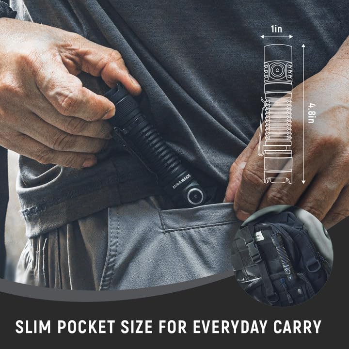 Miniatura 4 de Sofirn SP31 V3.0 Linterna táctica recargable, linterna de bolsillo de 2000 lúmenes altos con potente LED, interruptores duales y batería para EDC,