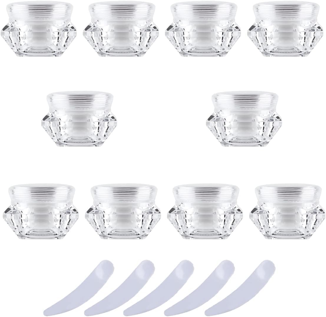 GPDNBIEU Cosmetics jars, Pack of 20, Diamond Shape Plastic Cosmetic Jars, Sample Pots With Screw Cap(10ml)
