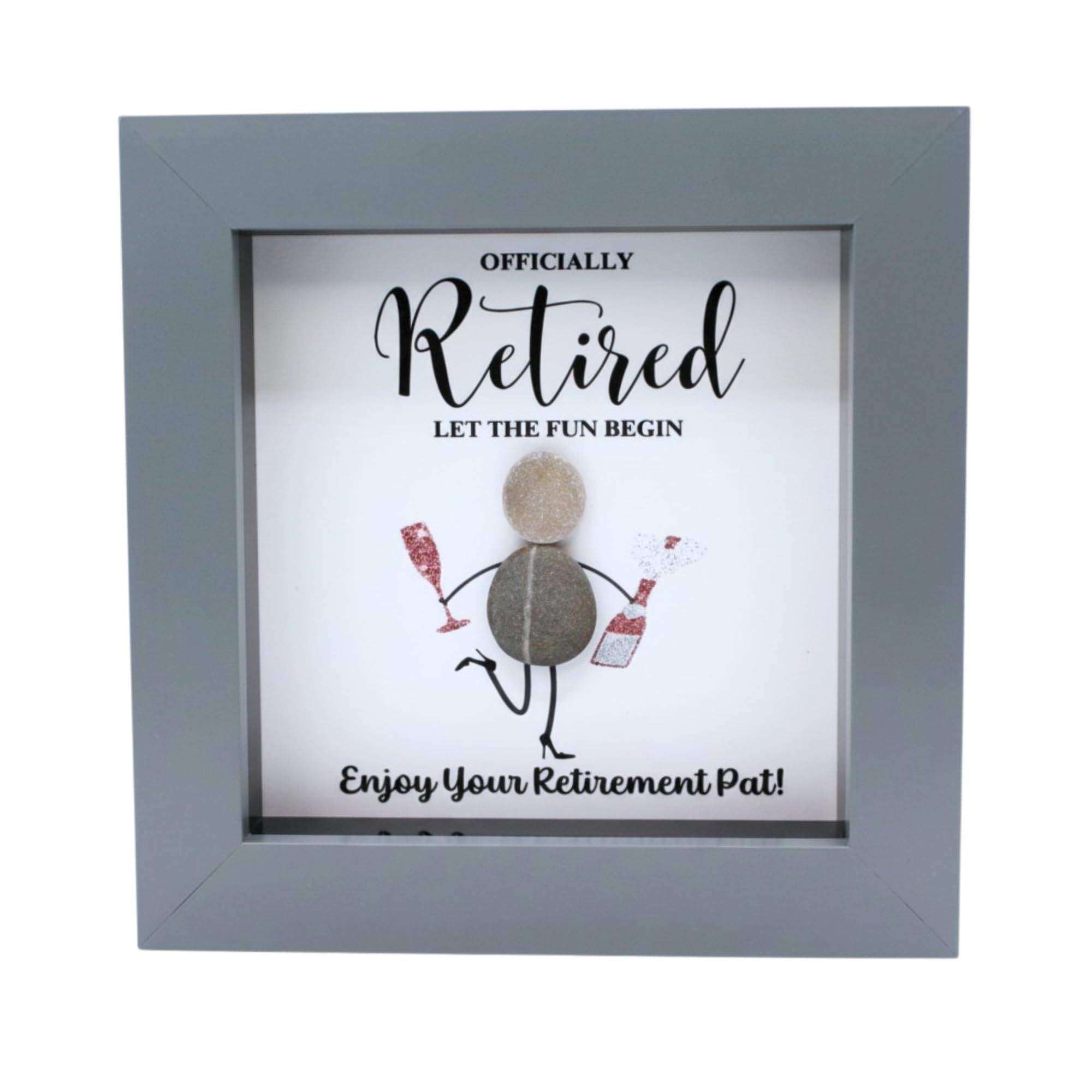 Personalised Pebble Art Framed Picture - Handmade Retirement Gifts for Women, Funny Retirement Gifts for Women, Unique Retirement Gift Ideas, Happy Retirement Gift For Her