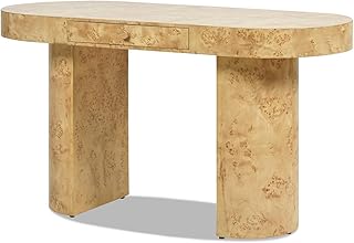 Jennifer Taylor Home Jesse 55.5" Single Drawer Storage Burl Wood PC Computer Home Office Bedroom Modern Work Study Desk Table