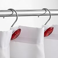 Vista 4 de HBlife 12 ganchos decorativos de acrílico para cortina de ducha con diamantes de imitación a prueba de óxido, ganchos para cortina y barra de ducha