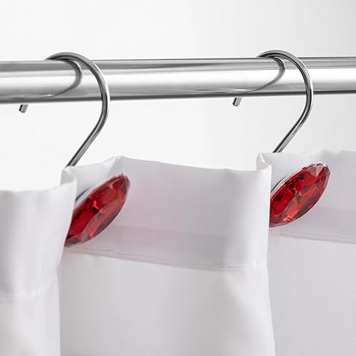 Miniatura 4 de HBlife 12 ganchos decorativos de acrílico para cortina de ducha con diamantes de imitación a prueba de óxido, ganchos para cortina y barra de ducha