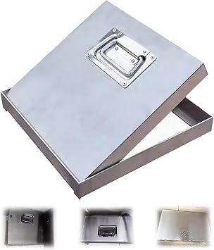 FQMYLTYN Invisible Manhole Cover with Handles, Stainless Steel Sewer Lid, Square Embedded Septic Tank Lids, Metal Inspection Cover for Basement Storage Room30x30x5cm