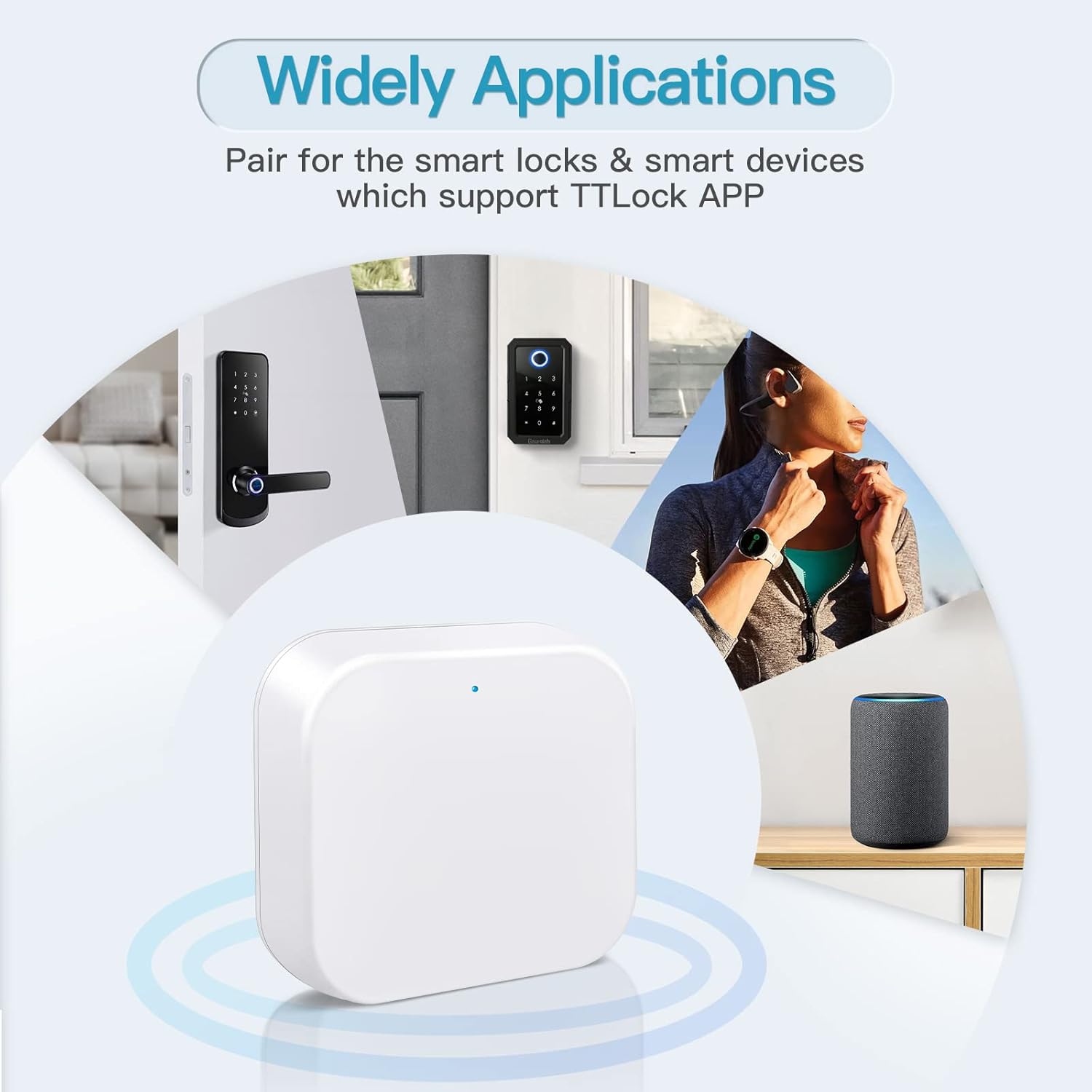 WiFi Gateway - Remote Control With TTLock App, G2 Smart Hub Compatible With Alexa Voice Control, Bridge for Key Lock Box - White