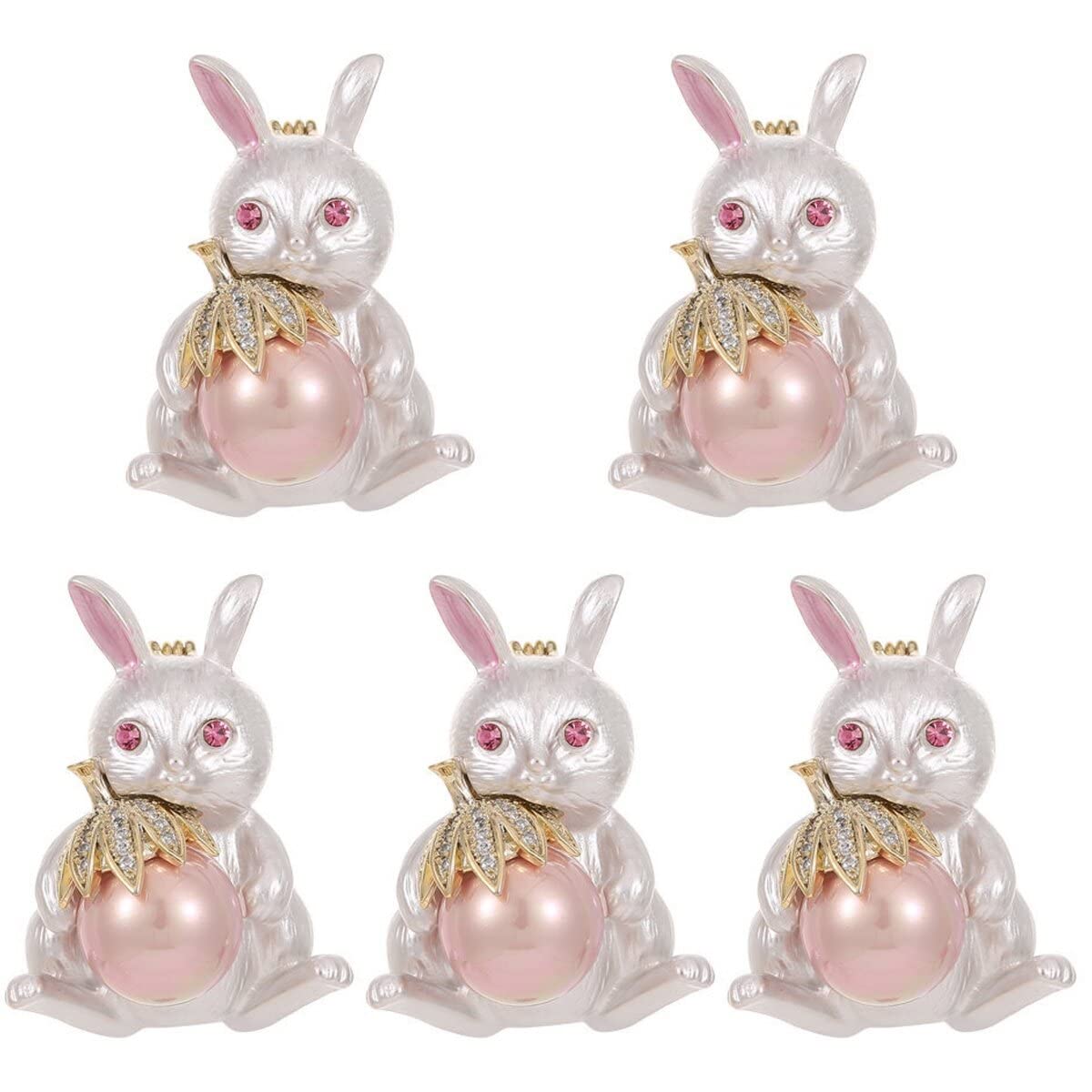 Broche de conejo de Pascua, ramillete de conejo, prendedor, adorno para ropa, 5 unidades