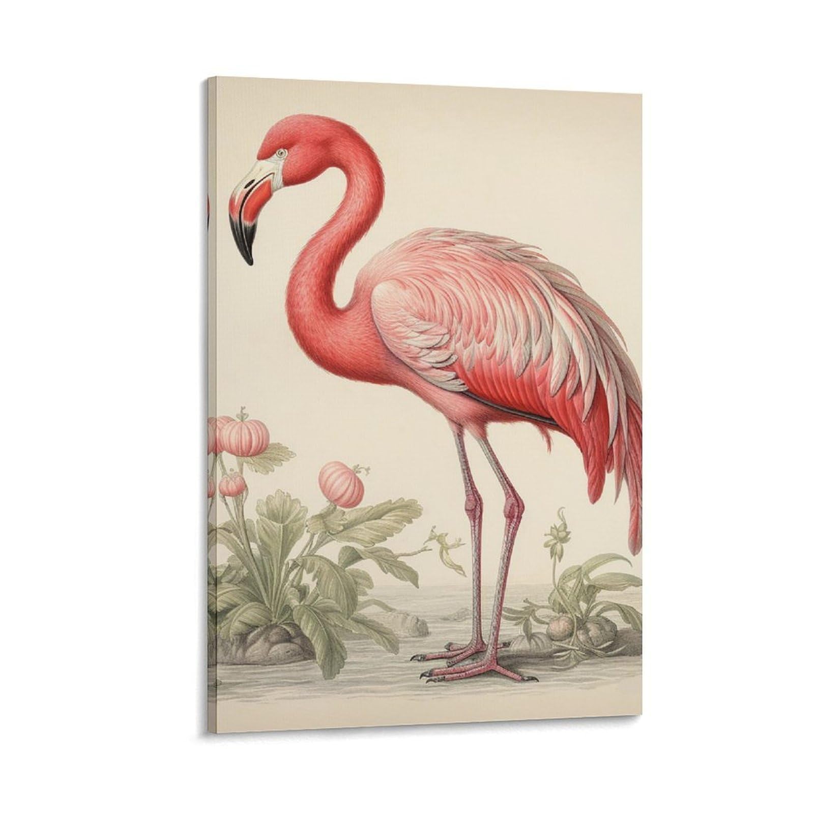 Canvas Wall Art for Living Room 16"x24" Modern Artwork Painting Pictures Hanging Canvas Prints Art Flamingo Aesthetic Wall Art for Bedroom Bathroom Office Wall Art Print Decor Art Flamingo Canvas Wal