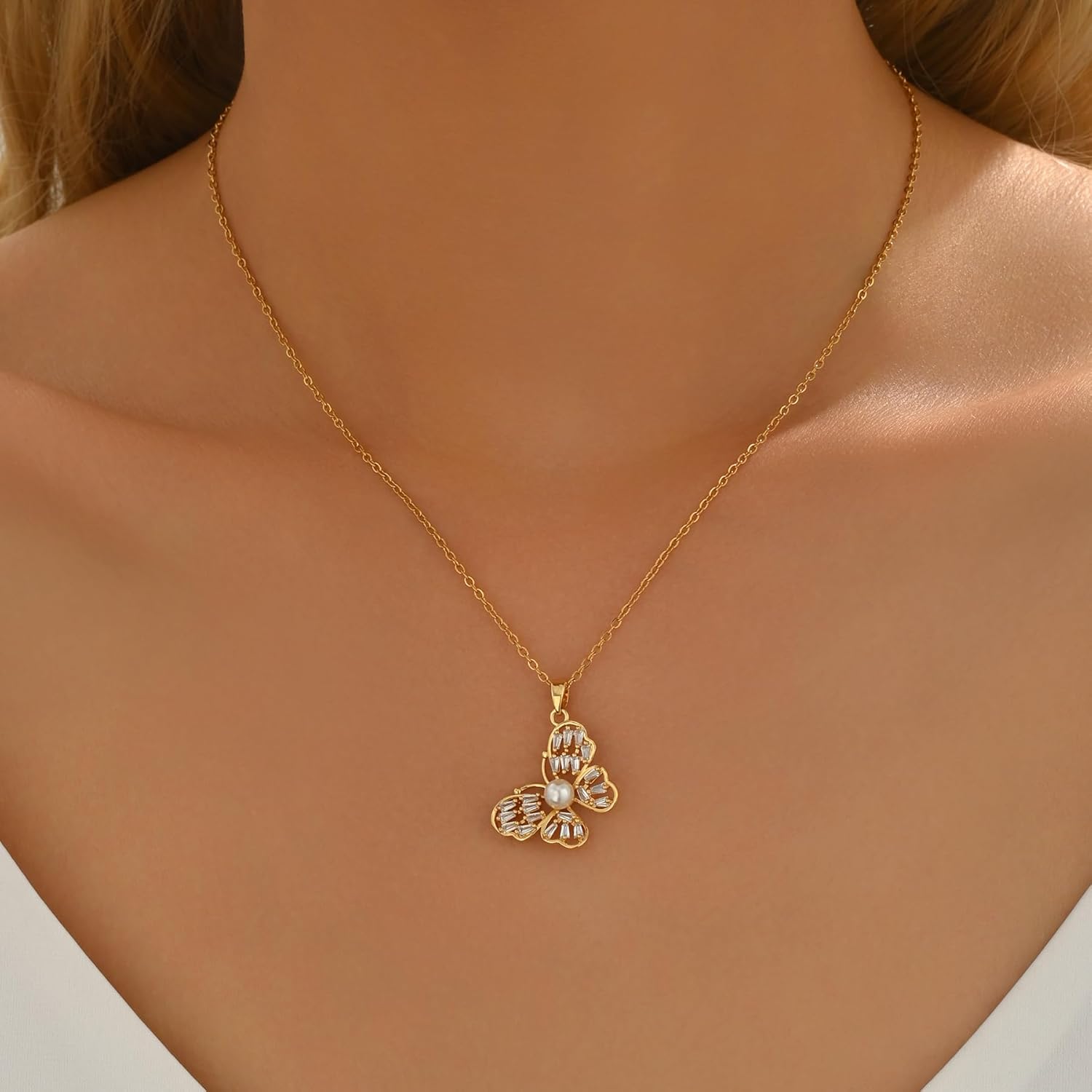 Pendant Necklaces for Women 18K Gold Plated Leaf Sea Shell Conch Necklace Dainty Sun Moon and Star Necklaces Trendy Butterfly Heartbeat Dolphin Love Necklace - Image 2