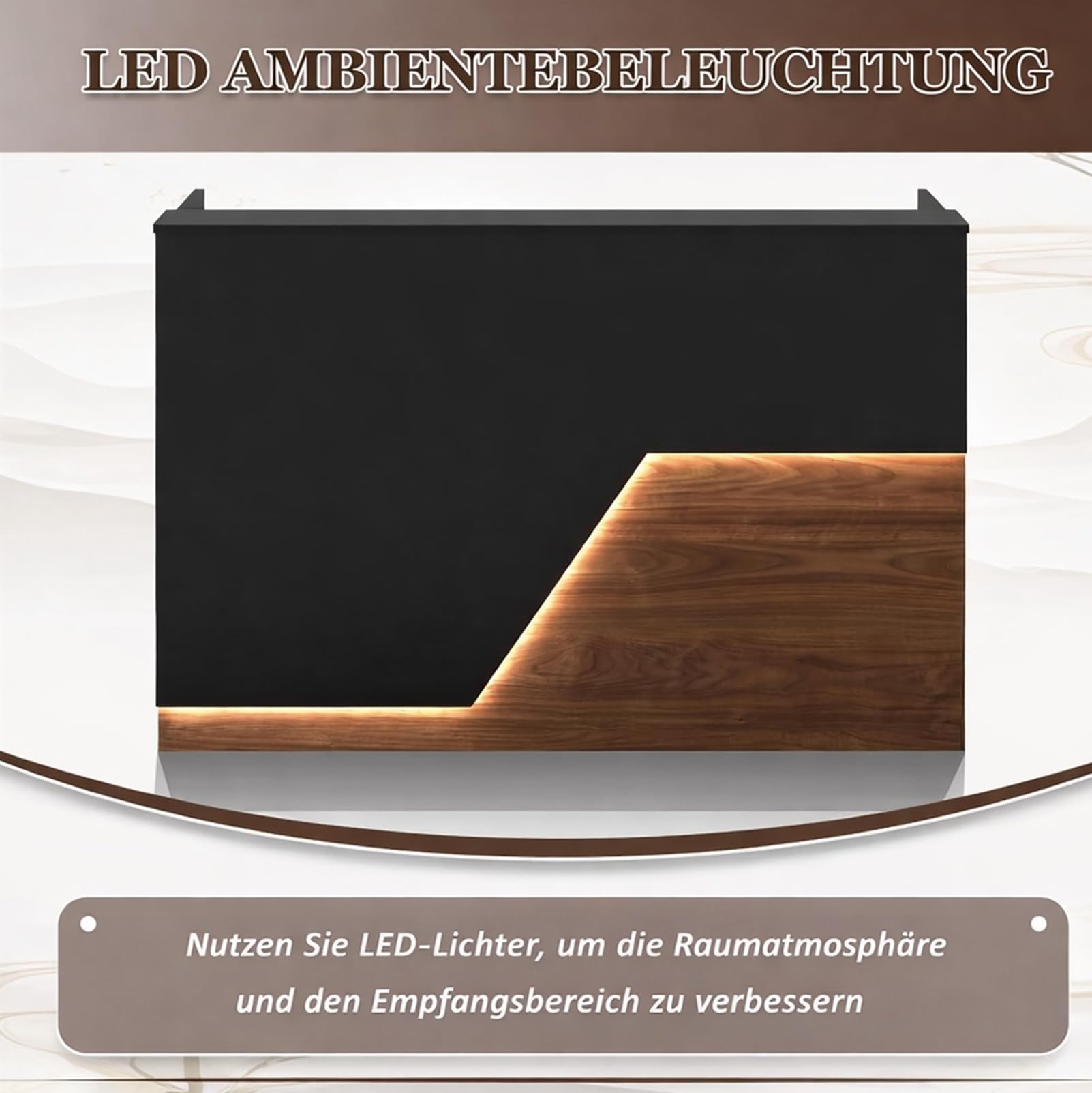 Moderne Empfangstheke mit Schublade und Aktenschrank Fronttresen für Büro, Salon, Spa und Einzelhandel Kleine Empfangstresen für begrenzte Räume (I, 160CM)
