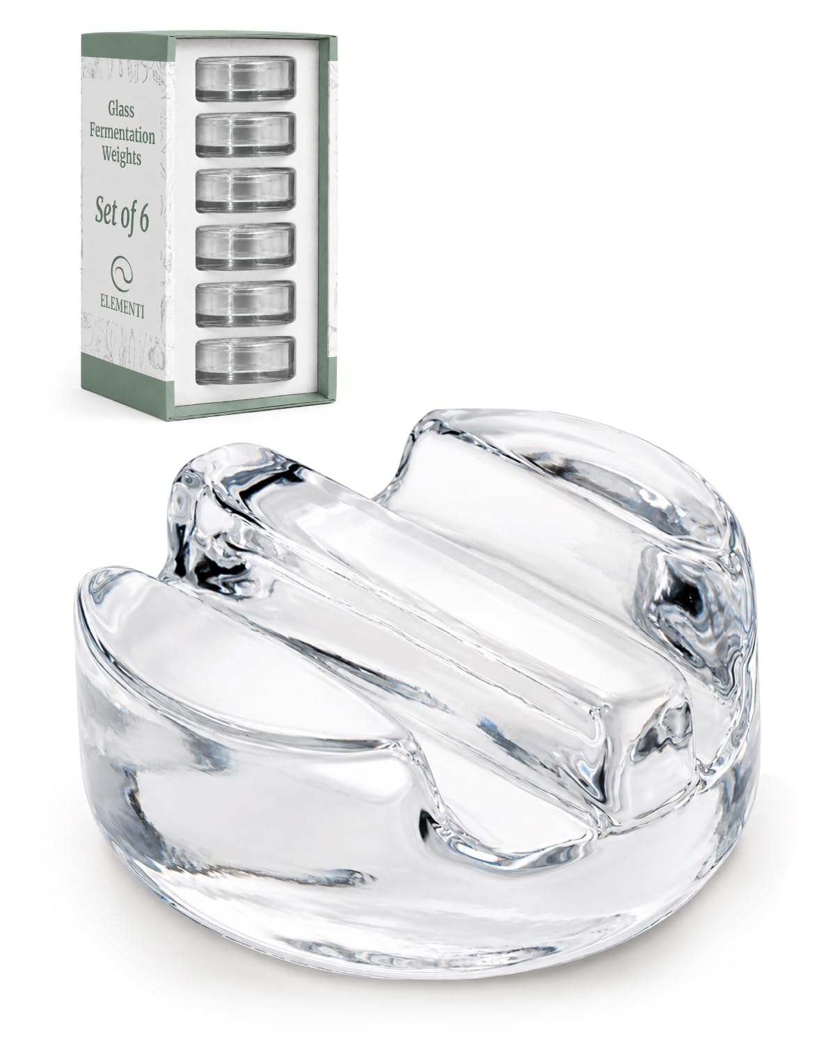 Elementi Fermentation Weight Set of 6 - Fermenting &amp; Canning Weights for Wide Mouth Mason Jars - Highly Durable Soda-Lime Glass - Perfect for Home Pickling, Sauerkraut, Kimchi &amp; More