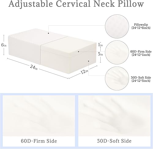 Miniatura 2 de urnexttour Almohada cúbica de espuma viscoelástica para personas que duermen de lado, almohada cervical ajustable para el cuello cervical para