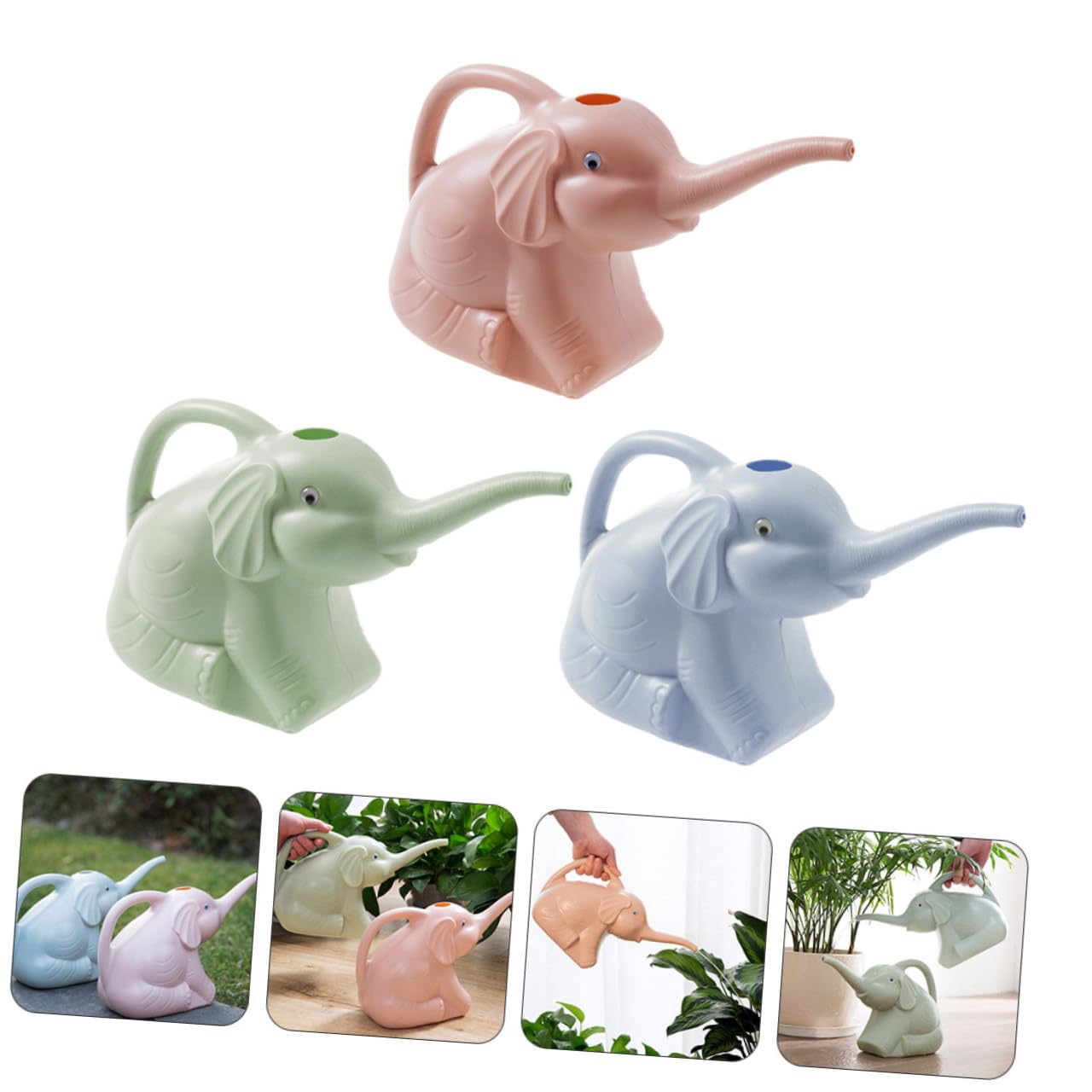 Kisangel Regadera de Elefante Pequeña de PVC para Jardín Diseño Encantador, Reutilizable y Fácil de Usar Mano, Paquete de 3 Unidades para Regar Plantas Color Aleatorio
