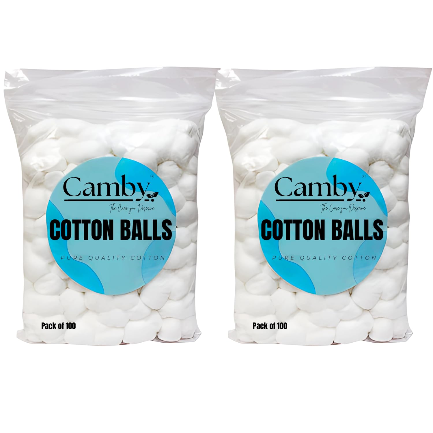 Camby Cotton Balls Premium & Soft Quality for Baby Care, Makeup, First Aid, Skincare, White (200 pcs)