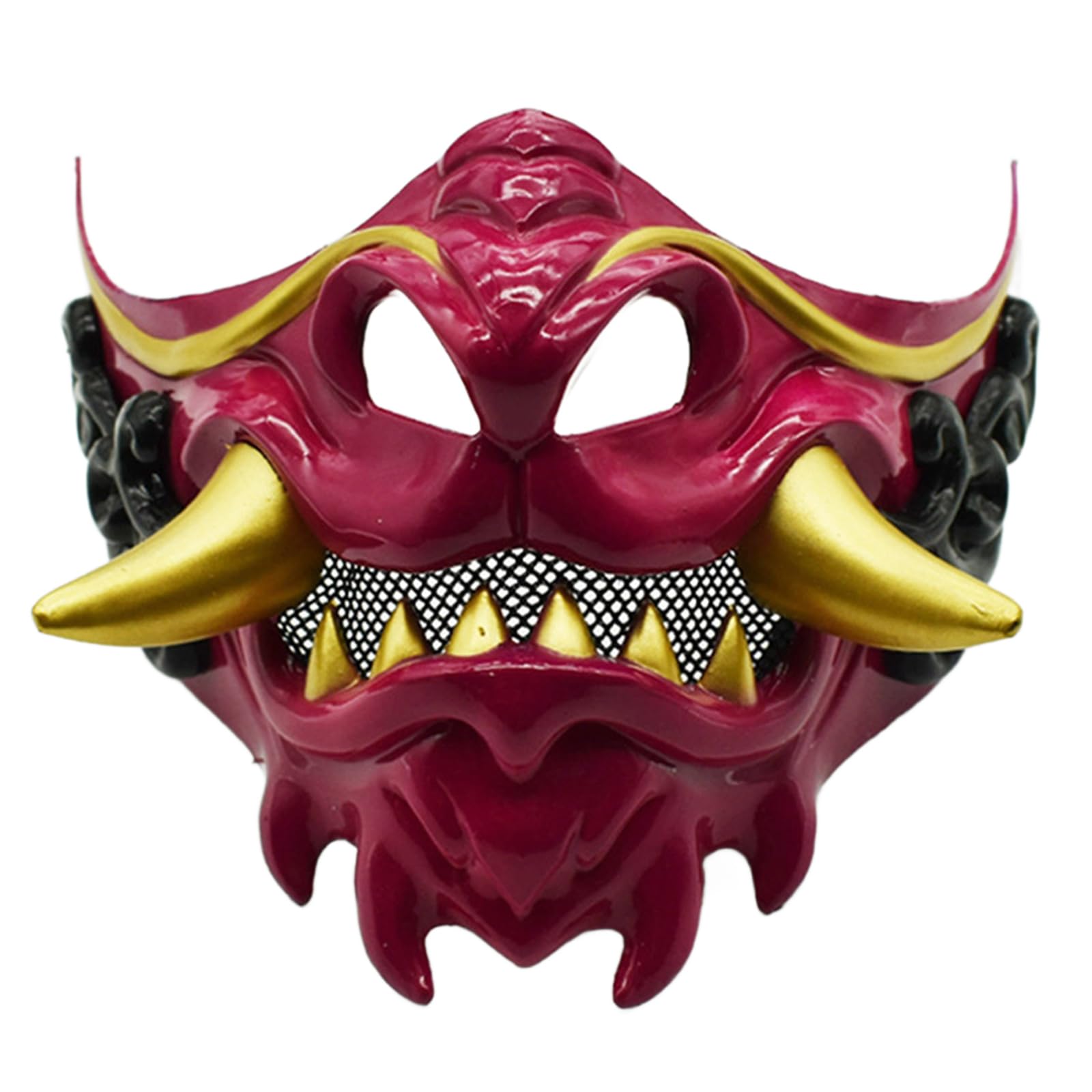 Diogeynu Unisex Red Halloween Party Devil Samurais Half Face Carnivals Masquerade Japanese For Cosplay