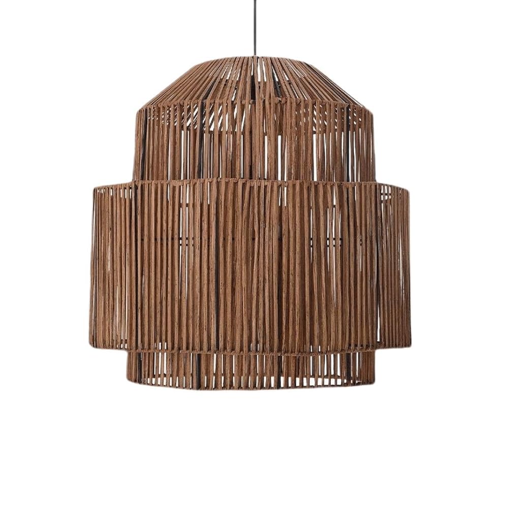CHUNGYANG Japanese Rattan Pendant Light Handcrafted Creative Tea Room Restaurant Hotel Lighting Fixture Farmhouse Natural Rattan Hanging Lamp Vintage Pastoral Style Island Chandelier Light Fixture