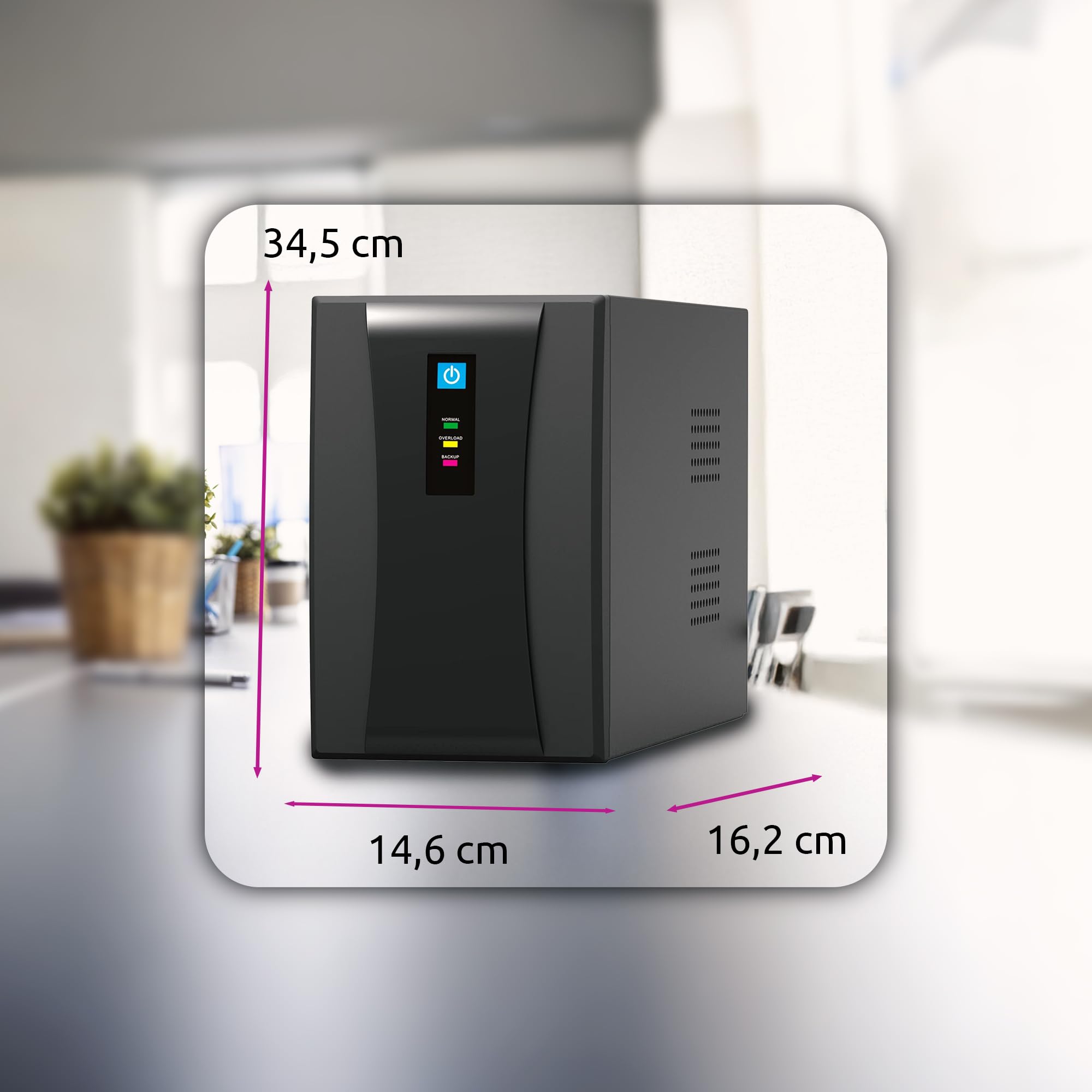 Melchioni MK UPS 1200VA Line Interactive, 2 Batterie 12V, Prese Schuko