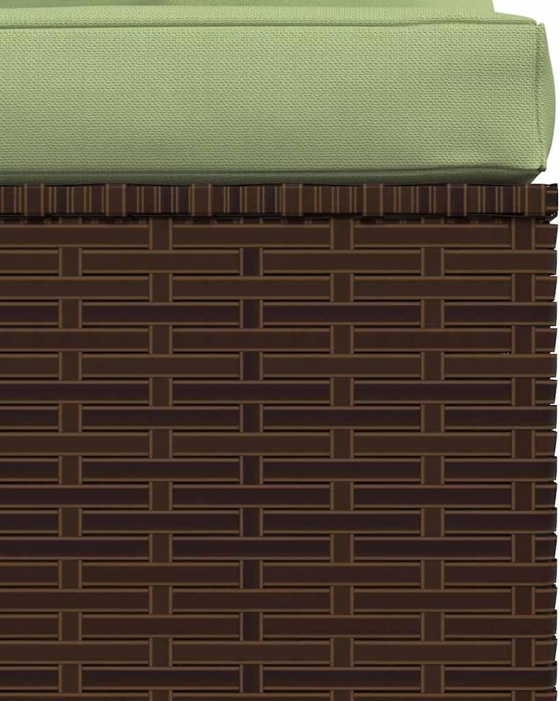 Modular Garden Sofa Chair, Brown & Green Outdoor Patio Furniture with Weather-Resistant Poly Rattan and Cushions for Balcony, Terrace, 1-Seater Compact Lounge Seating