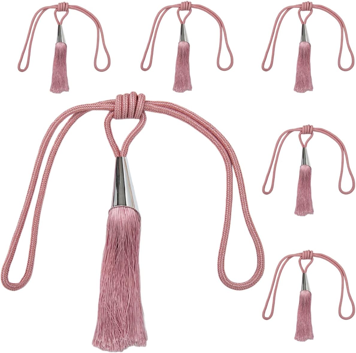 Tassel Window Treatment Holdbacks 6 Piece Set of Tassel Tying Cords 70cm No Drill Curtain Cords Coffee Color