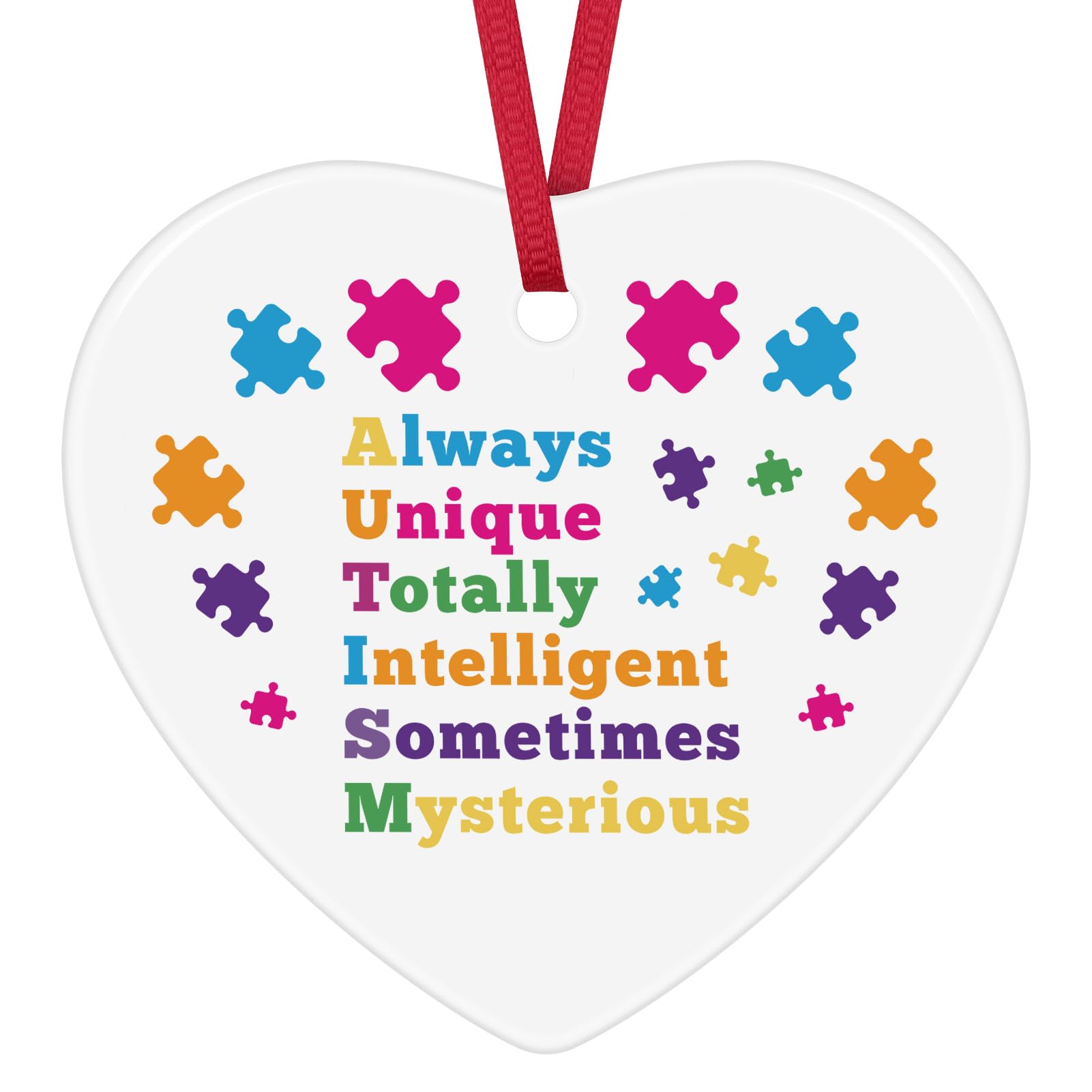 Autism Awareness Ornaments Gifts for Christmas Birthday Autism Puzzle Ceramic Ornaments Xmas Tree Ornaments Decorations Gifts for Autistic Women Men Teacher Friends Family